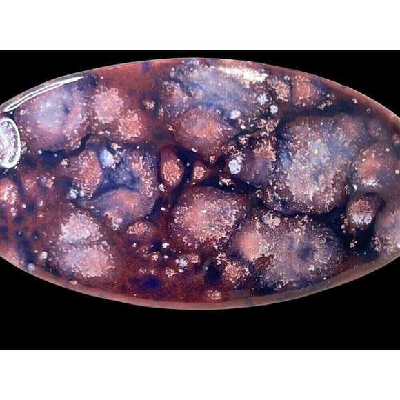 Vtg Hand Painted Cosmic Oval Hair Clip Barrette 1990s - Picture 2 of 6